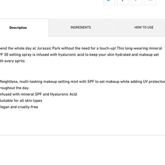 Profusion Cosmetics x Jurassic Park Dilophos Mineral SPF 30 Setting Spray - Picture 7 of 7